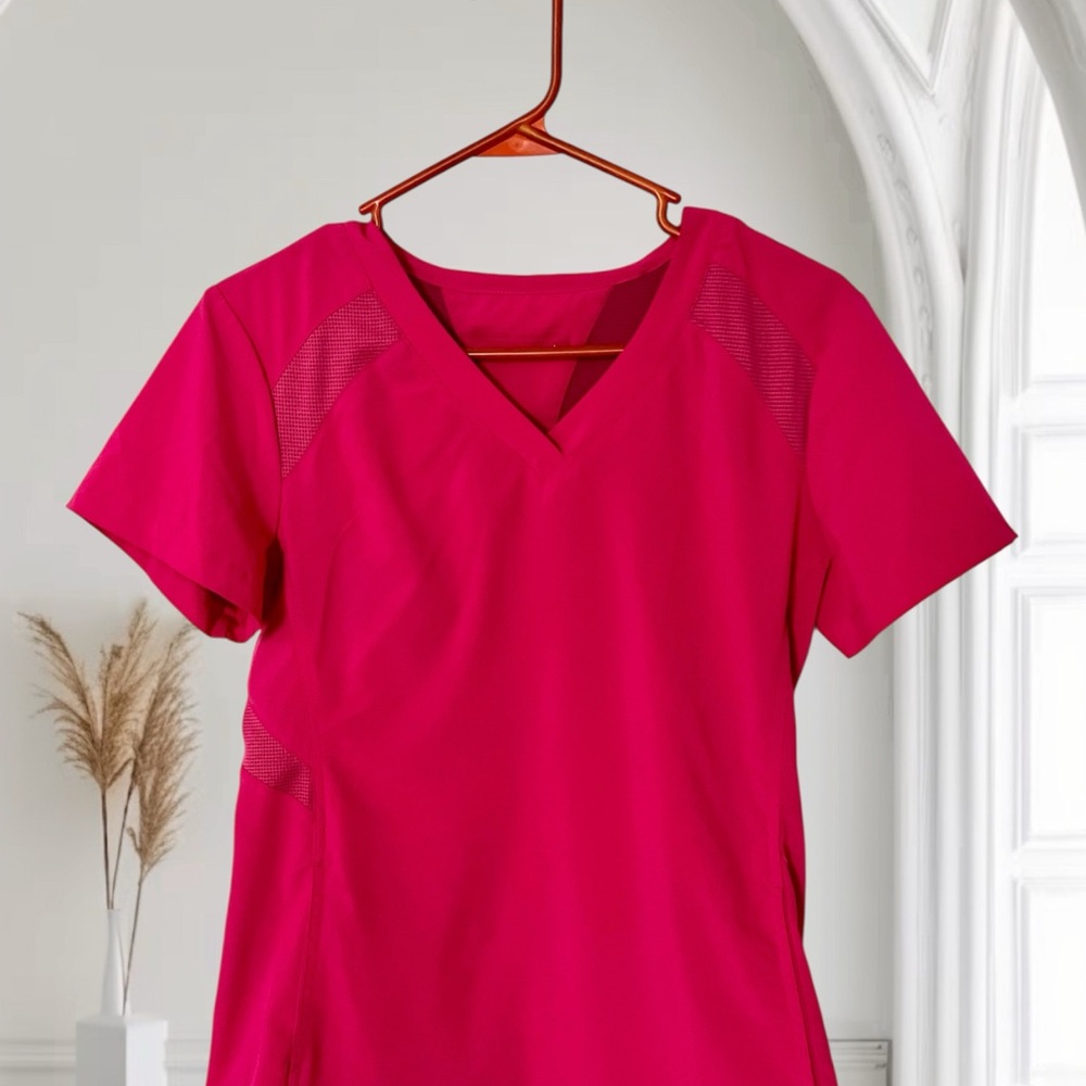 White Cross Women’s Scrub Top Size Small - Hot Pink